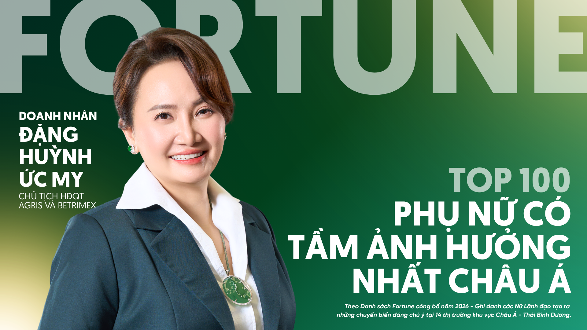 Bà Đặng Huỳnh Ức My lần thứ hai liên tiếp vào Top 100 Most Powerful Women Asia Của Fortune